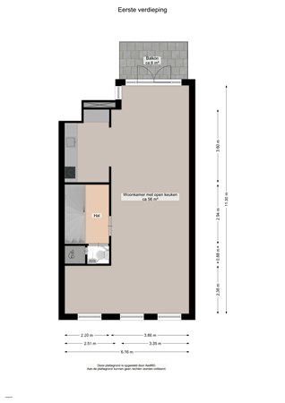 Floorplan - Taco Mesdagstraat 34A, 9718 KM Groningen